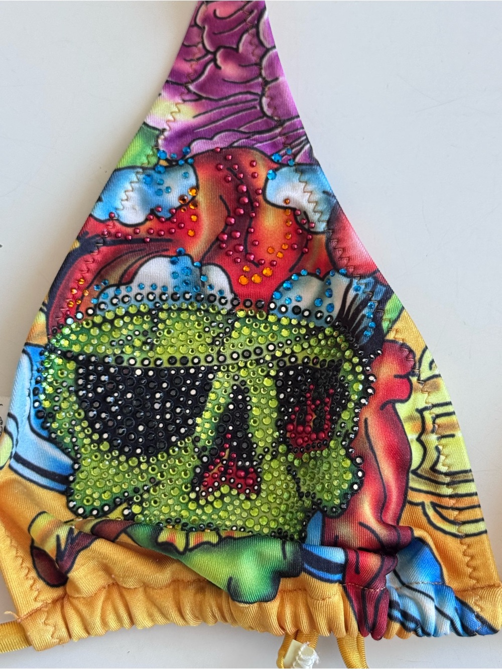 Vintage Ed Hardy by Christian Audigier Bikini Top Y2K Bling Rhinestone Size S - Picture 2 of 5